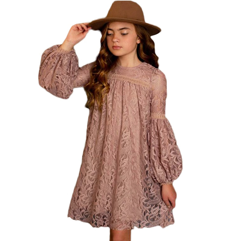 Girls Lace Long Sleeve Dress