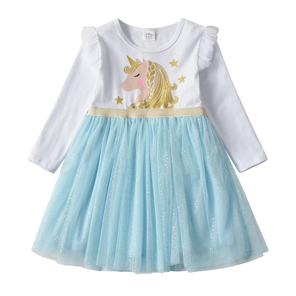 Unicorn  Autumn Long Sleeve Dark Gauze Skirt Dress