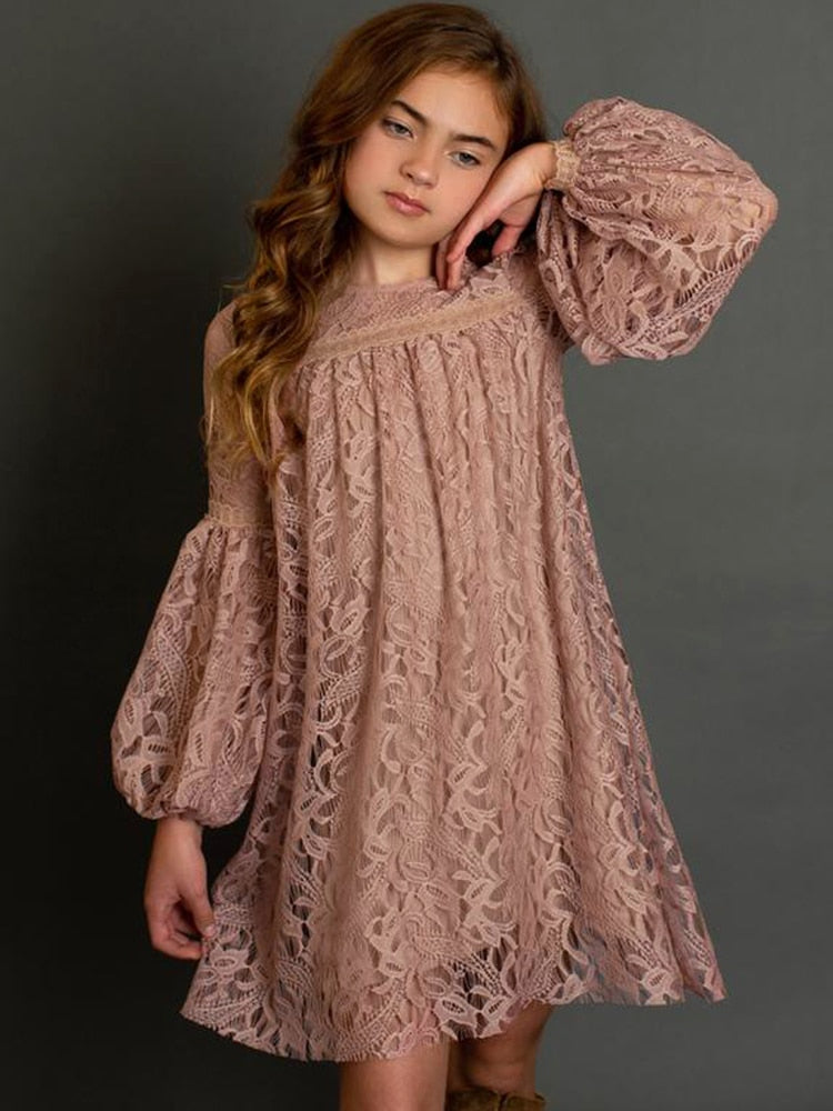 Girls Lace Long Sleeve Dress