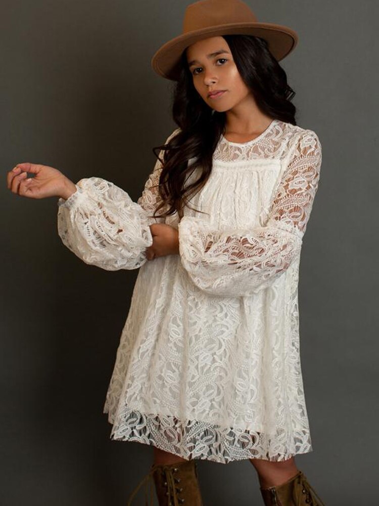 Girls Lace Long Sleeve Dress