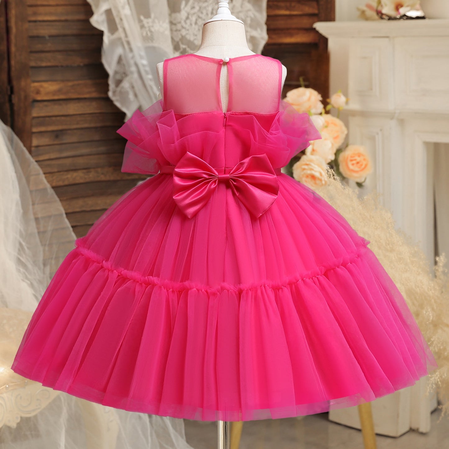 Tulle  Backless Bow Dress