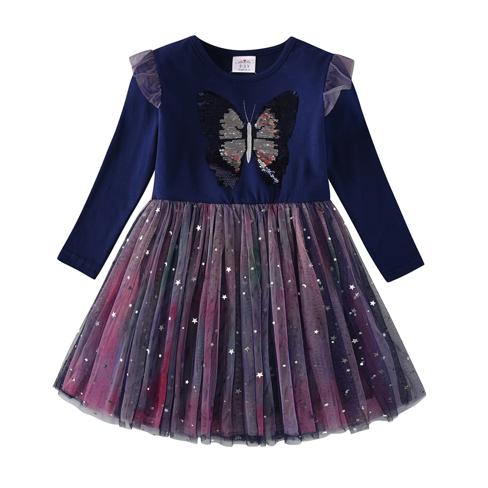 Unicorn  Autumn Long Sleeve Dark Gauze Skirt Dress