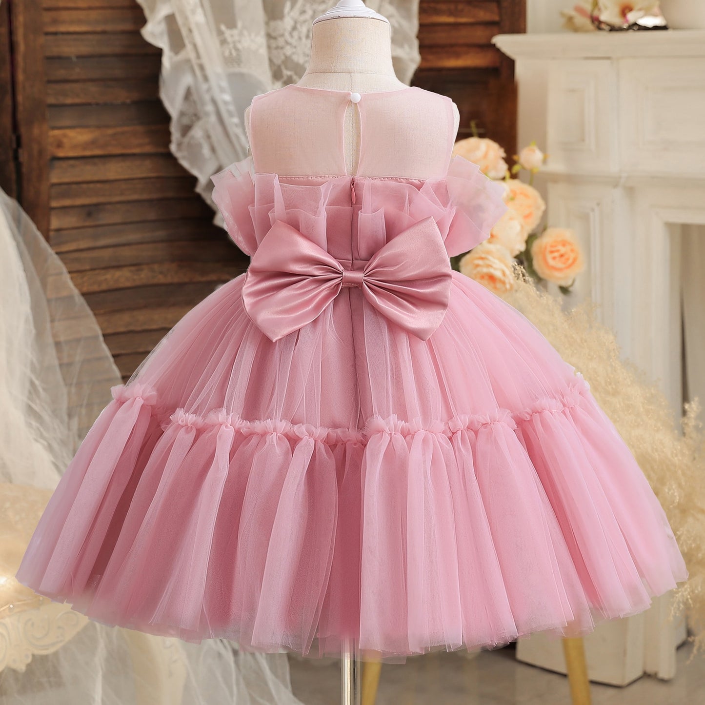 Tulle  Backless Bow Dress