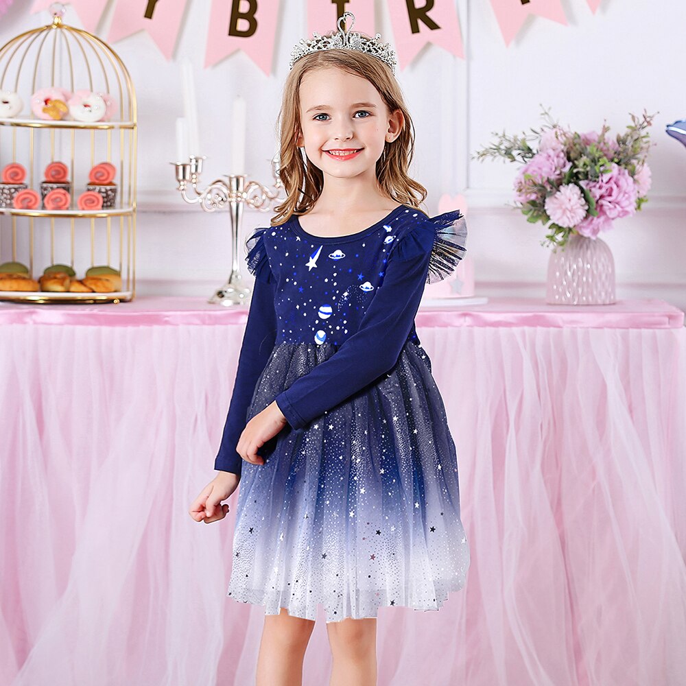 Unicorn  Autumn Long Sleeve Dark Gauze Skirt Dress