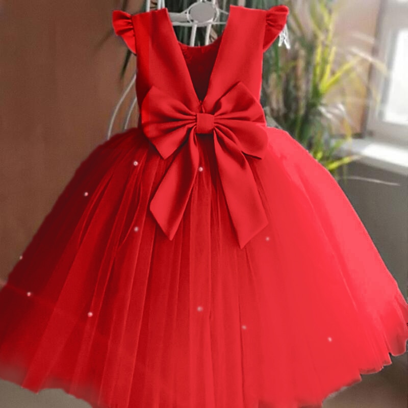 Tulle  Backless Bow Dress