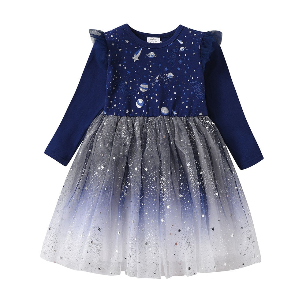 Unicorn  Autumn Long Sleeve Dark Gauze Skirt Dress